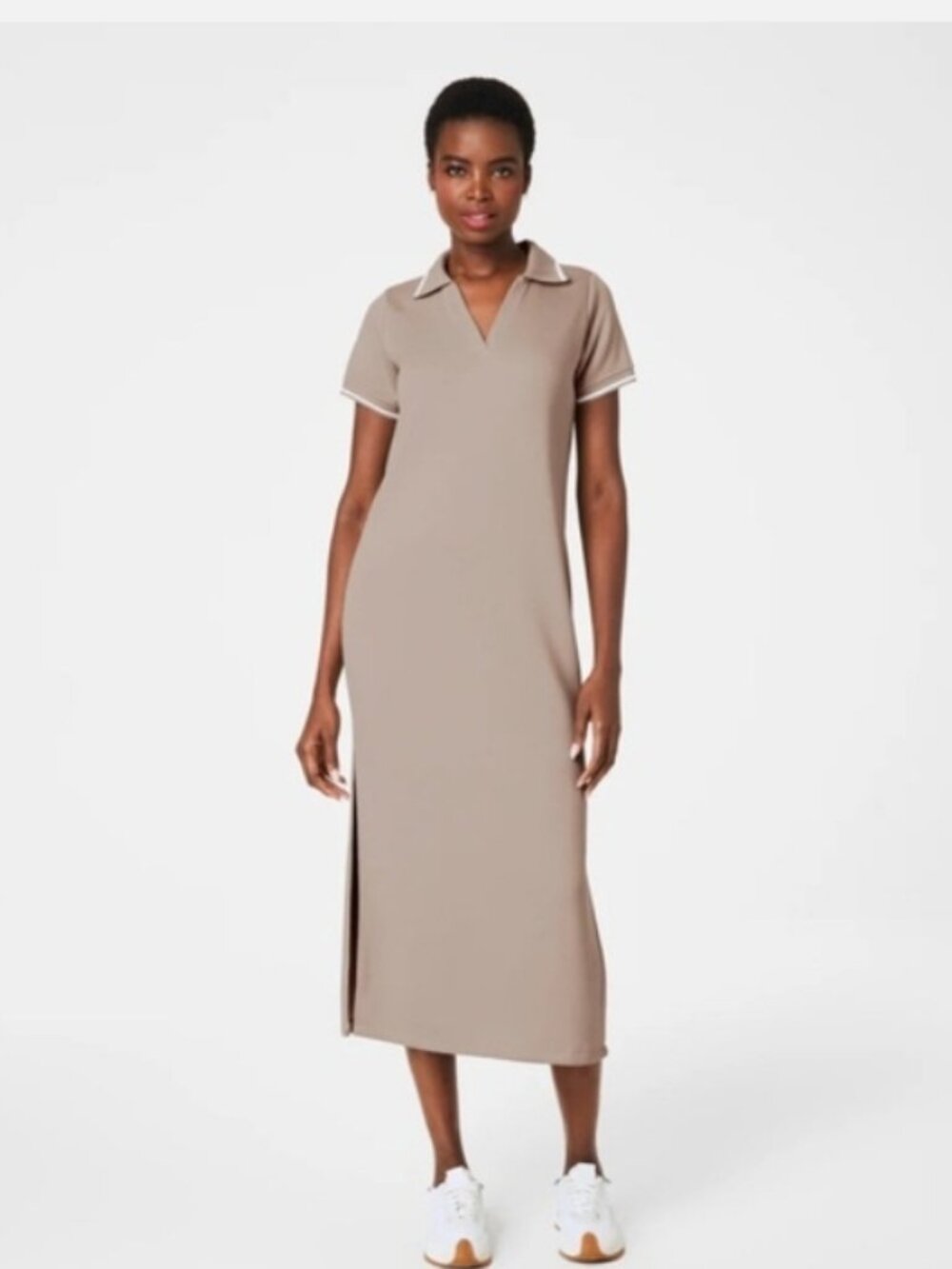 Spanx Air Essentials Pique Polo Midi Dress in Ashwood Size Large - Picture 11 of 12